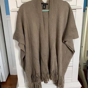 Tan fringe shawl wrap